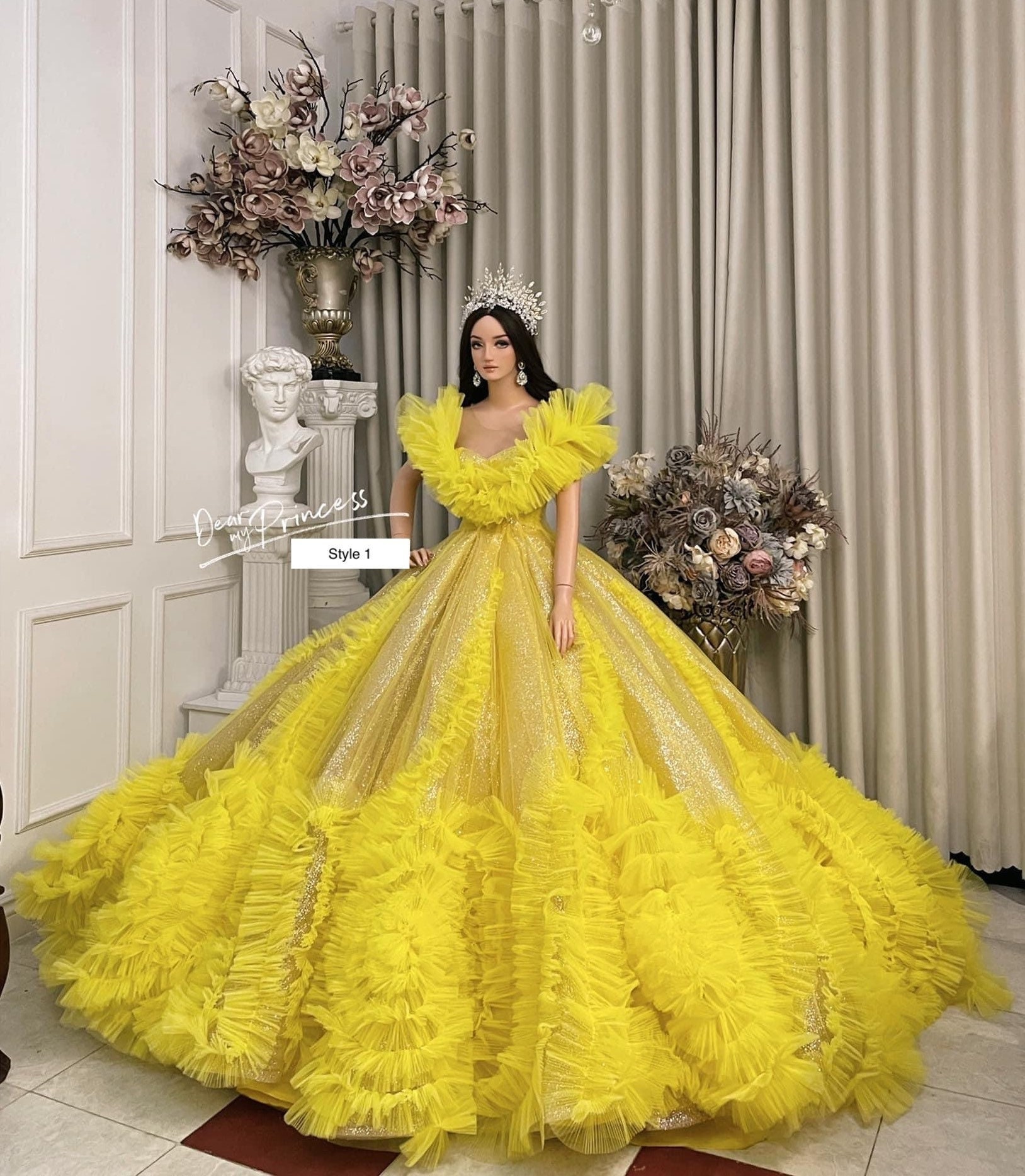 yellow ball gown