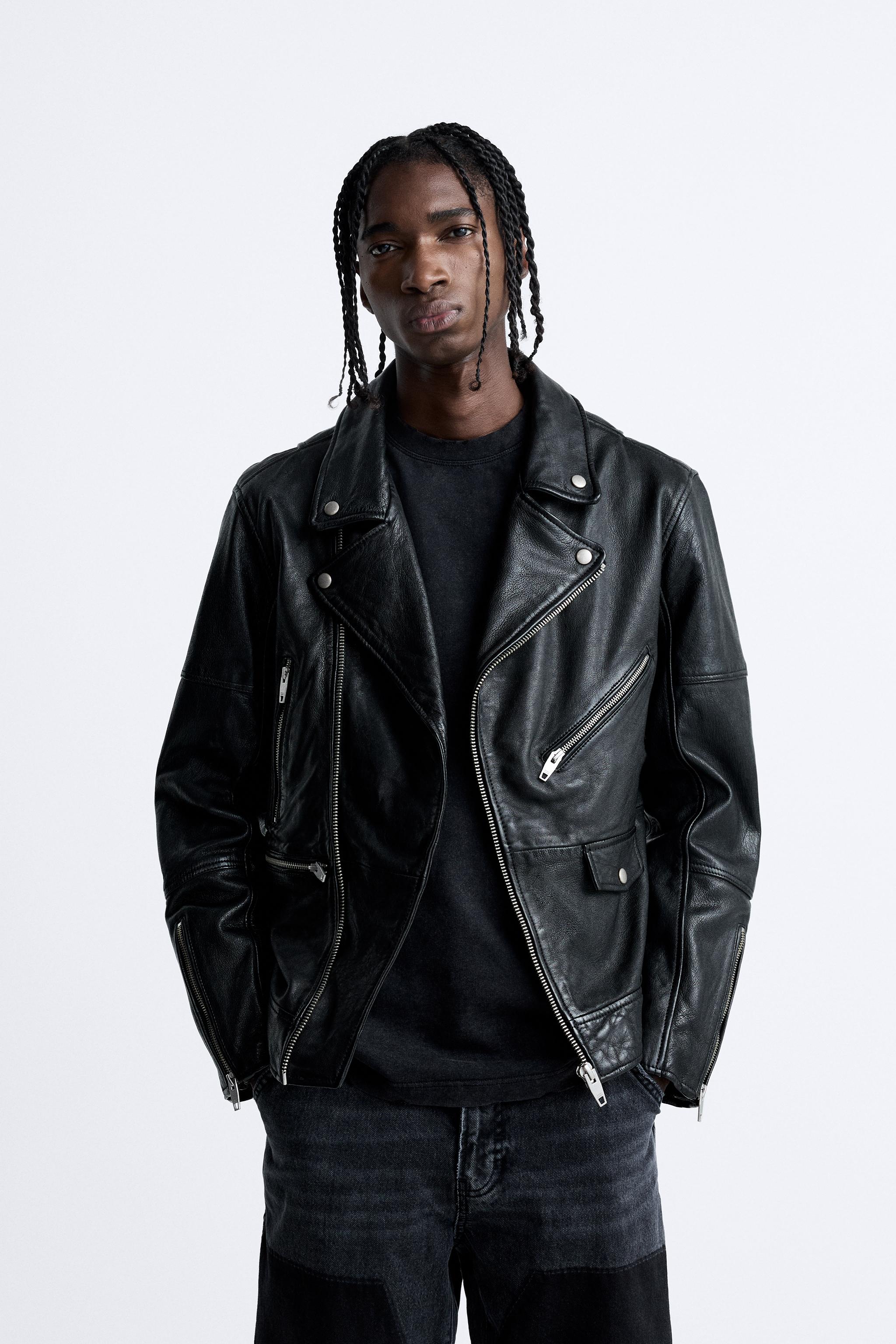 zara mens leather biker jacket